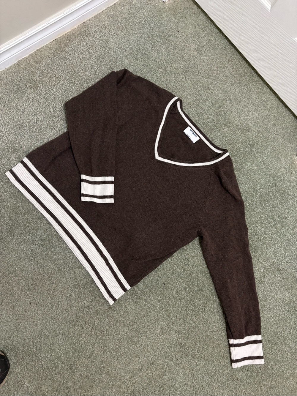 Used V-Neck Sweater with White Trim in good condition